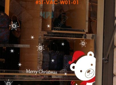 ST-VAC-W01-01 สติ๊กเกอร์ DIY ติดกระจกแบบไม่มีกาว ลาย Christmas BH